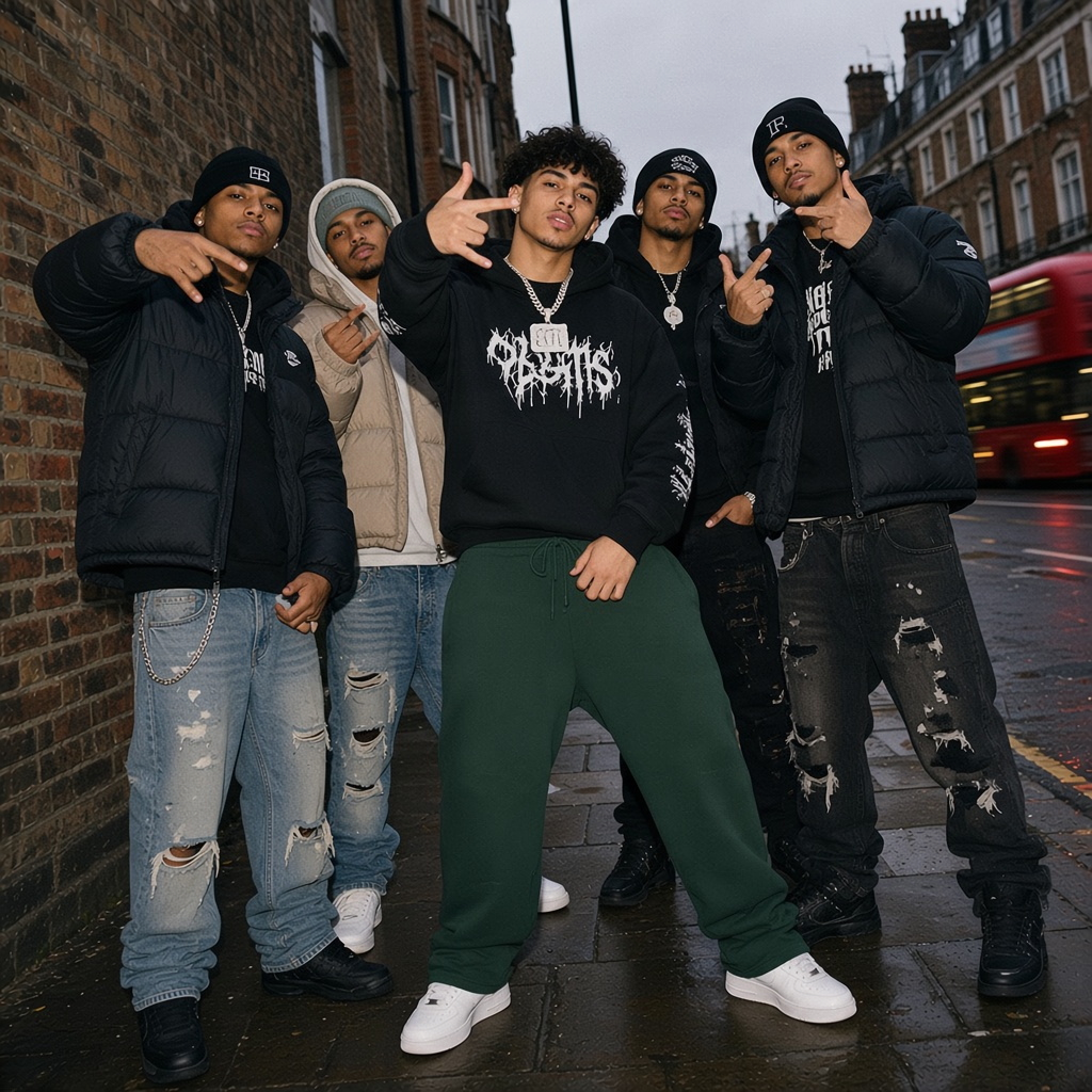 Urban Fashion & Streetwear | Craftklart straight-leg sweatpants in dark green worn by a man in a city street setting.