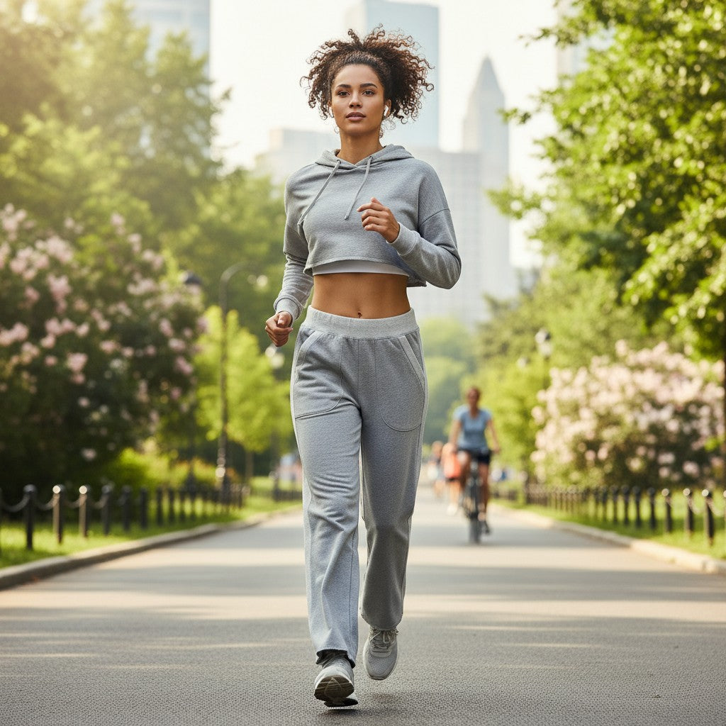 Urban Fashion & Streetwear | Craftklart women's grey cotton sweatpants with a loose fit and mid-waist design
