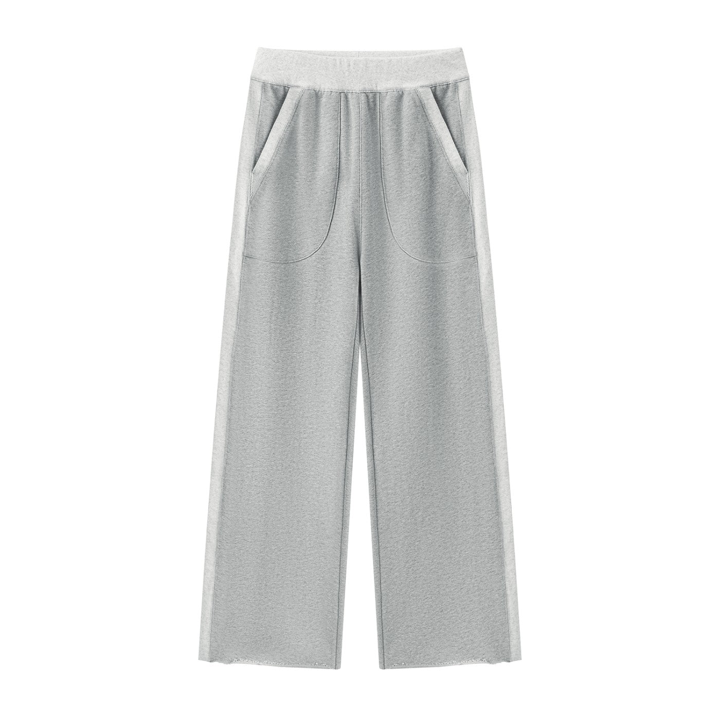 Urban Fashion & Streetwear | Craftklart women's grey color block cotton sweatpants with a loose fit and raw hem.