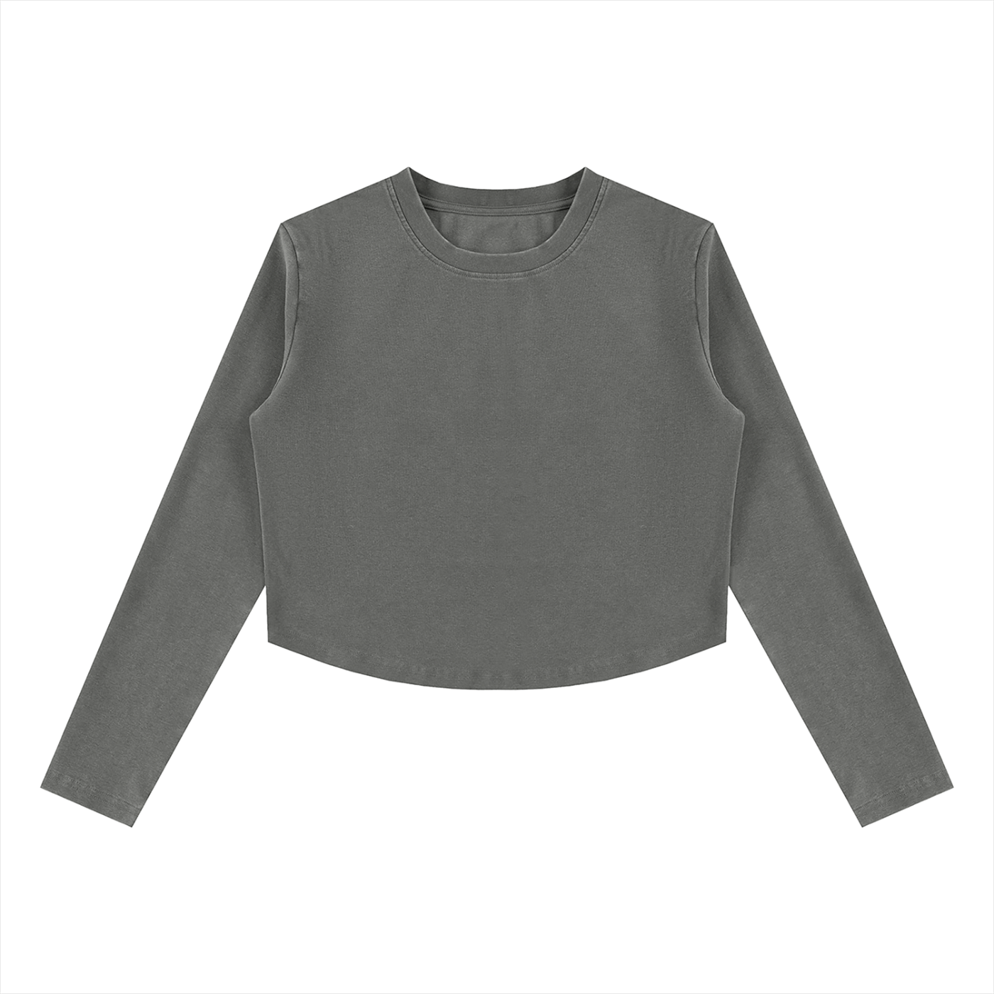 Urban Fashion & Streetwear | Craftklart vintage wash grey slim-fit long sleeve crop top with a round neck