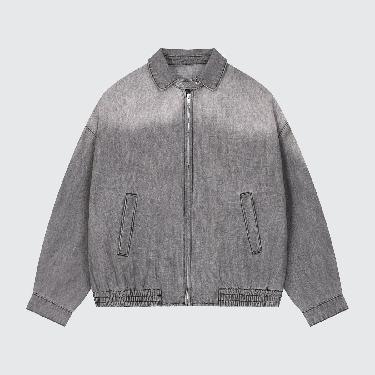 Urban Fashion & Streetwear | Craftklart Ashline light grey washed denim zip jacket with a relaxed loose fit