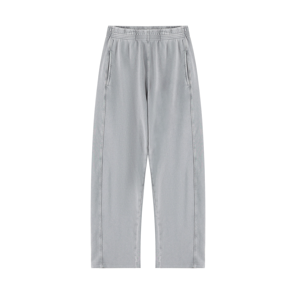 Urban Fashion & Streetwear | Craftklart grey mineral wash heavyweight cotton straight leg sweatpants with elastic waist