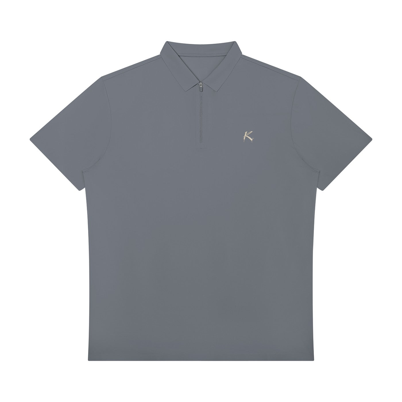 Urban Fashion & Streetwear | Craftklart grey slim-fit performance polo shirt with a quarter-zip and lapel collar.