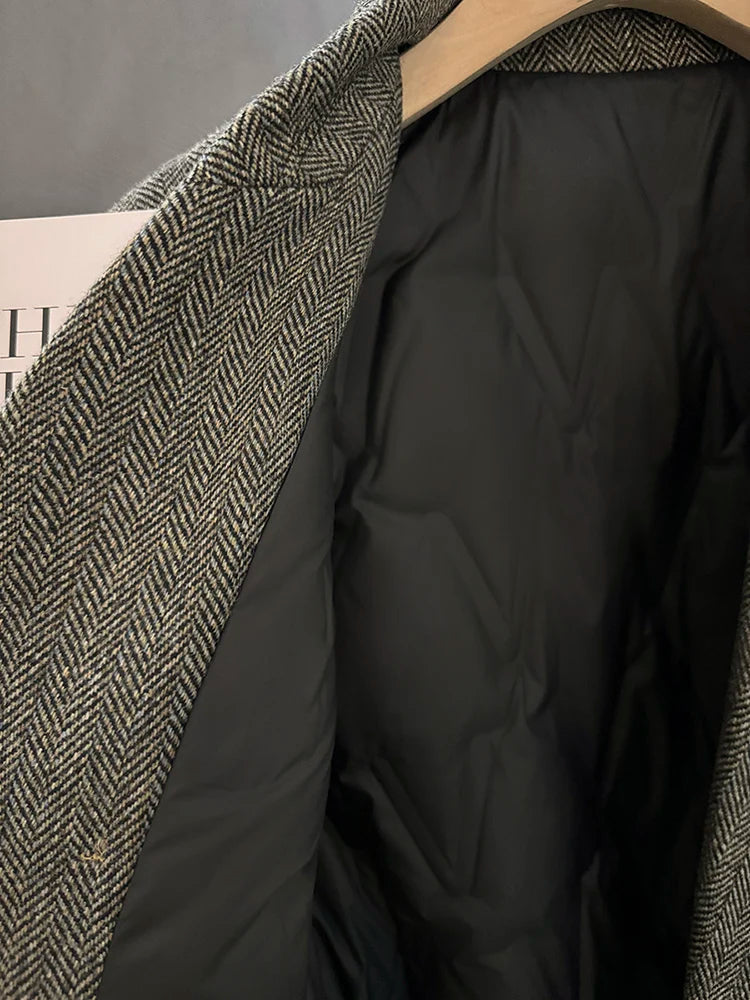Urban Fashion & Streetwear | Craftklart vintage herringbone blazer with black quilted lining and notched collar
