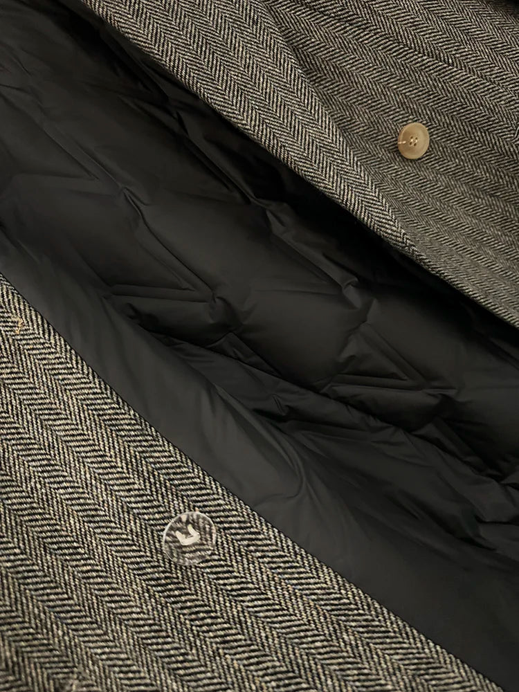 Urban Fashion & Streetwear | Craftklart vintage herringbone blazer featuring a thick quilted black inner lining