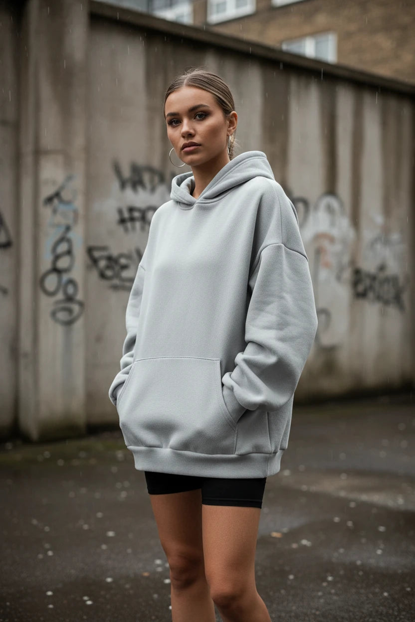 Black 2026 Spring unisex oversized hoodie sweatshirt from Urban Fashion & Streetwear, with a relaxed fit and casual style.