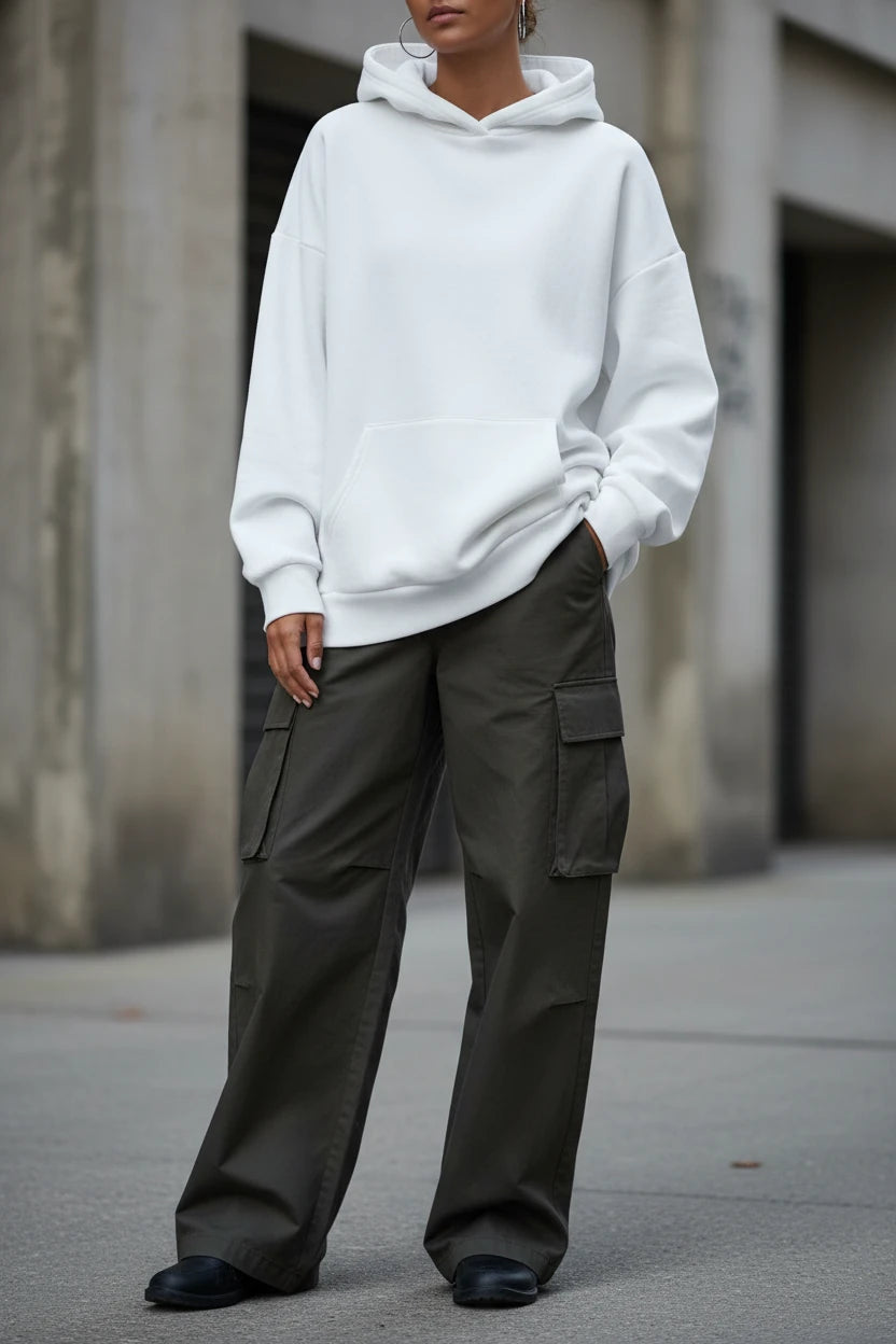 Black 2026 Spring unisex oversized hoodie sweatshirt from Urban Fashion & Streetwear, featuring a relaxed fit and comfortable design.
