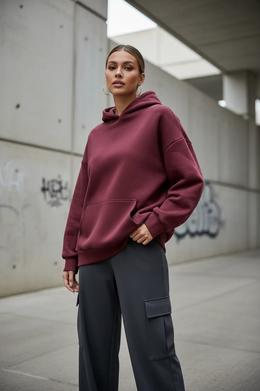 Black 2026 spring unisex oversized hoodie sweatshirt from Urban Fashion & Streetwear Craftklart, featuring a relaxed fit and casual style.