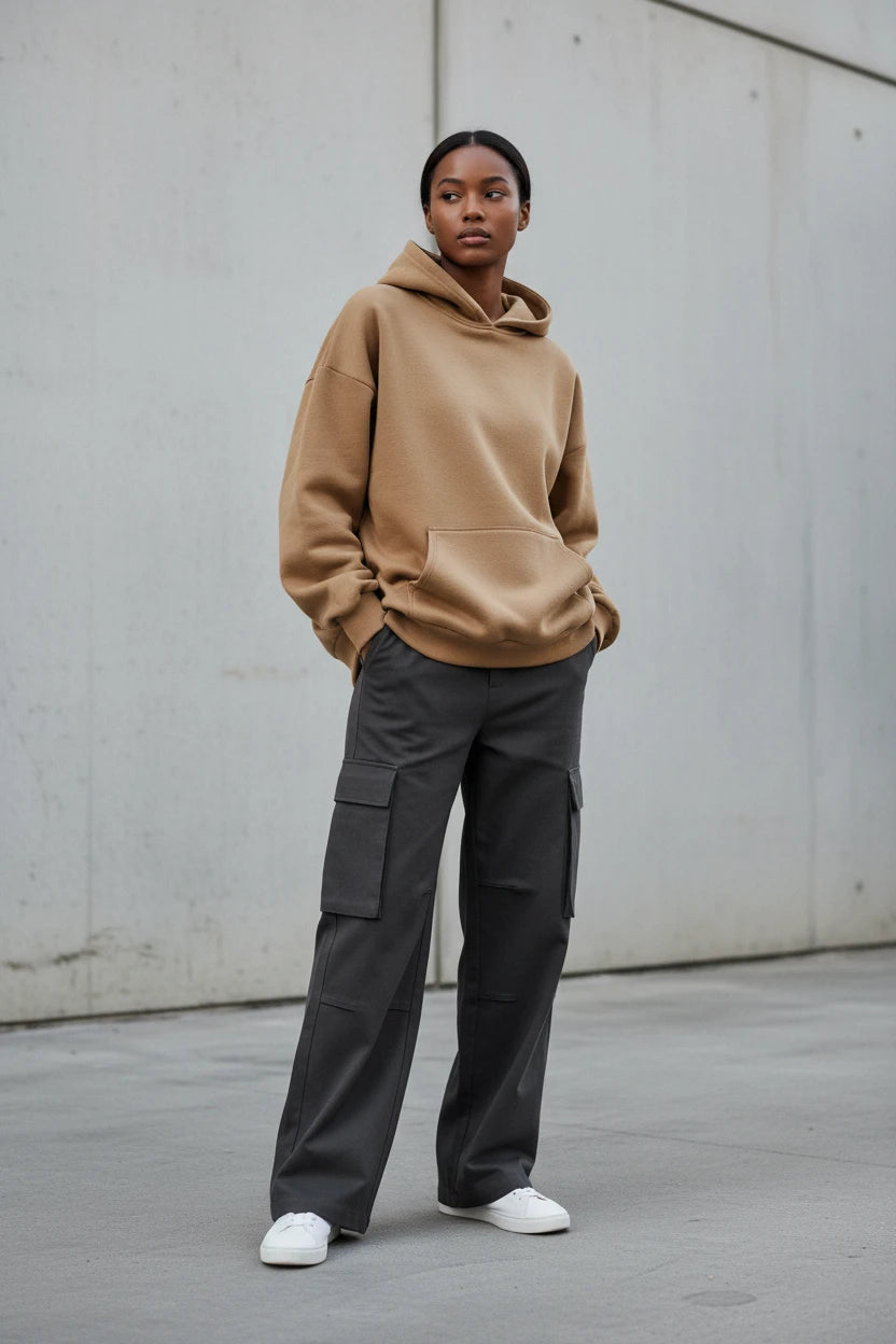 Black 2026 Spring unisex oversized hoodie sweatshirt by Urban Fashion & Streetwear, casual fit with a cozy hood and long sleeves.