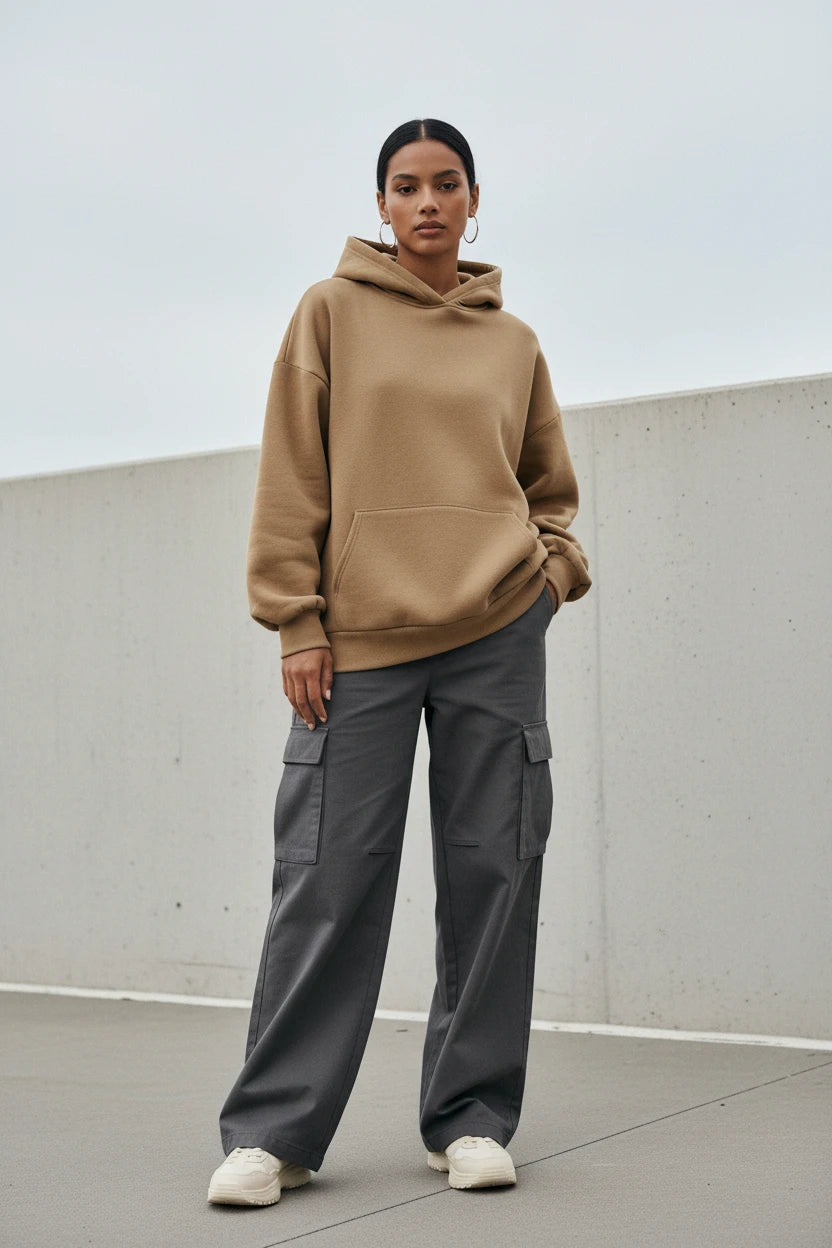 Black 2026 Spring unisex oversized hoodie sweatshirt from Urban Fashion & Streetwear, featuring a relaxed fit and casual style.