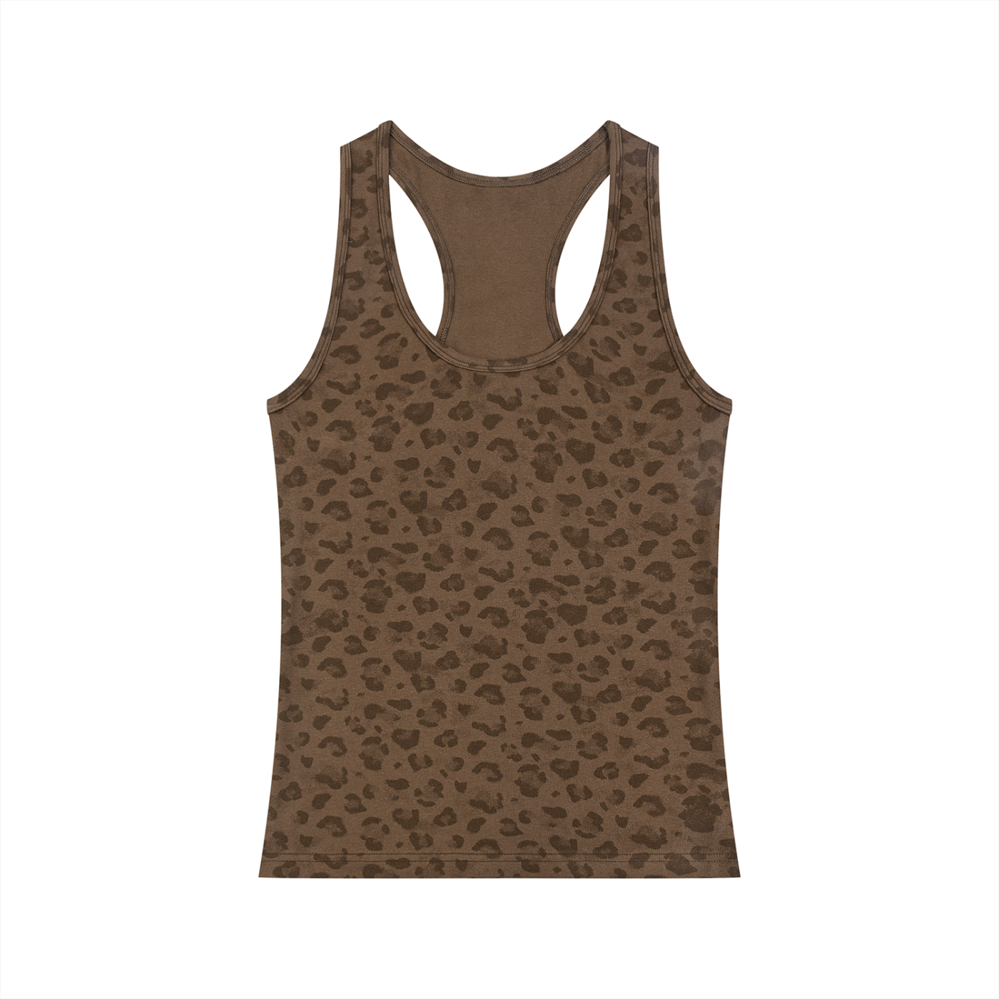 Urban Fashion & Streetwear | Craftklart brown leopard print cotton blend racerback tank top for women