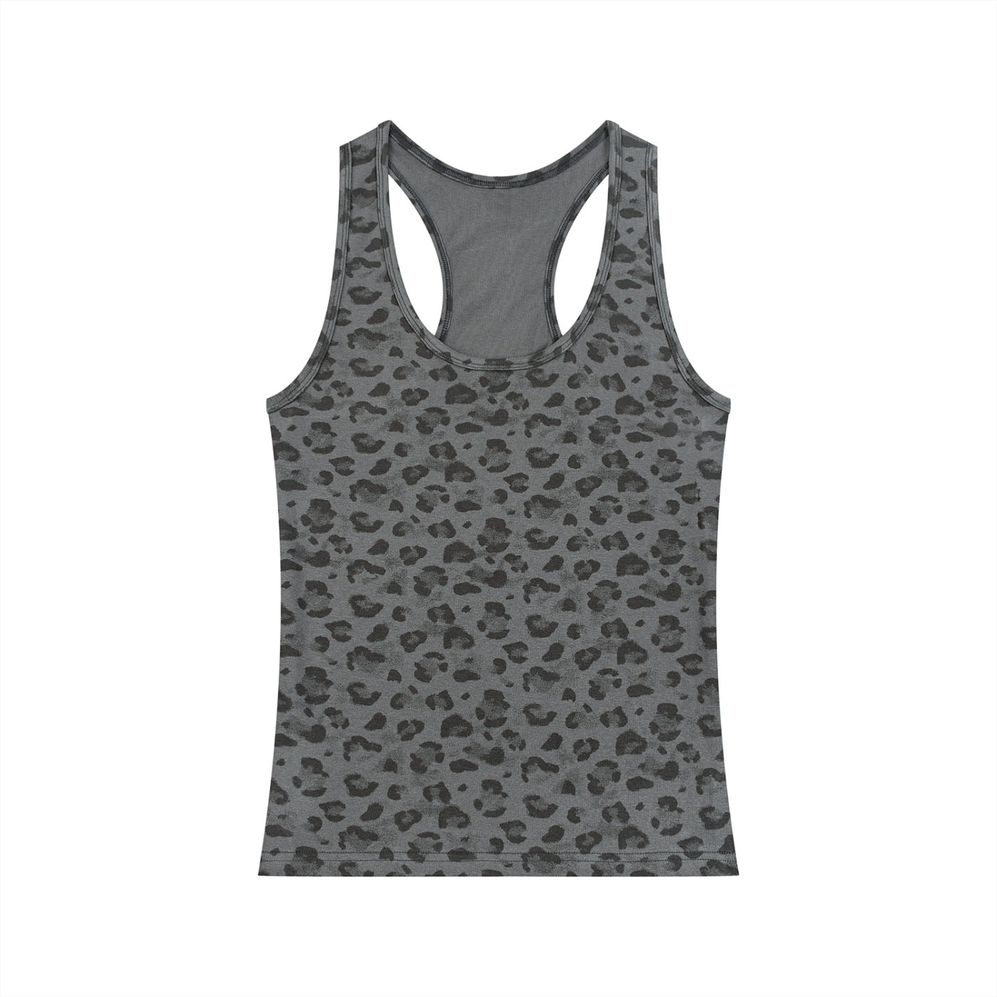 Urban Fashion & Streetwear | Craftklart women's grey leopard print cotton blend racerback tank top
