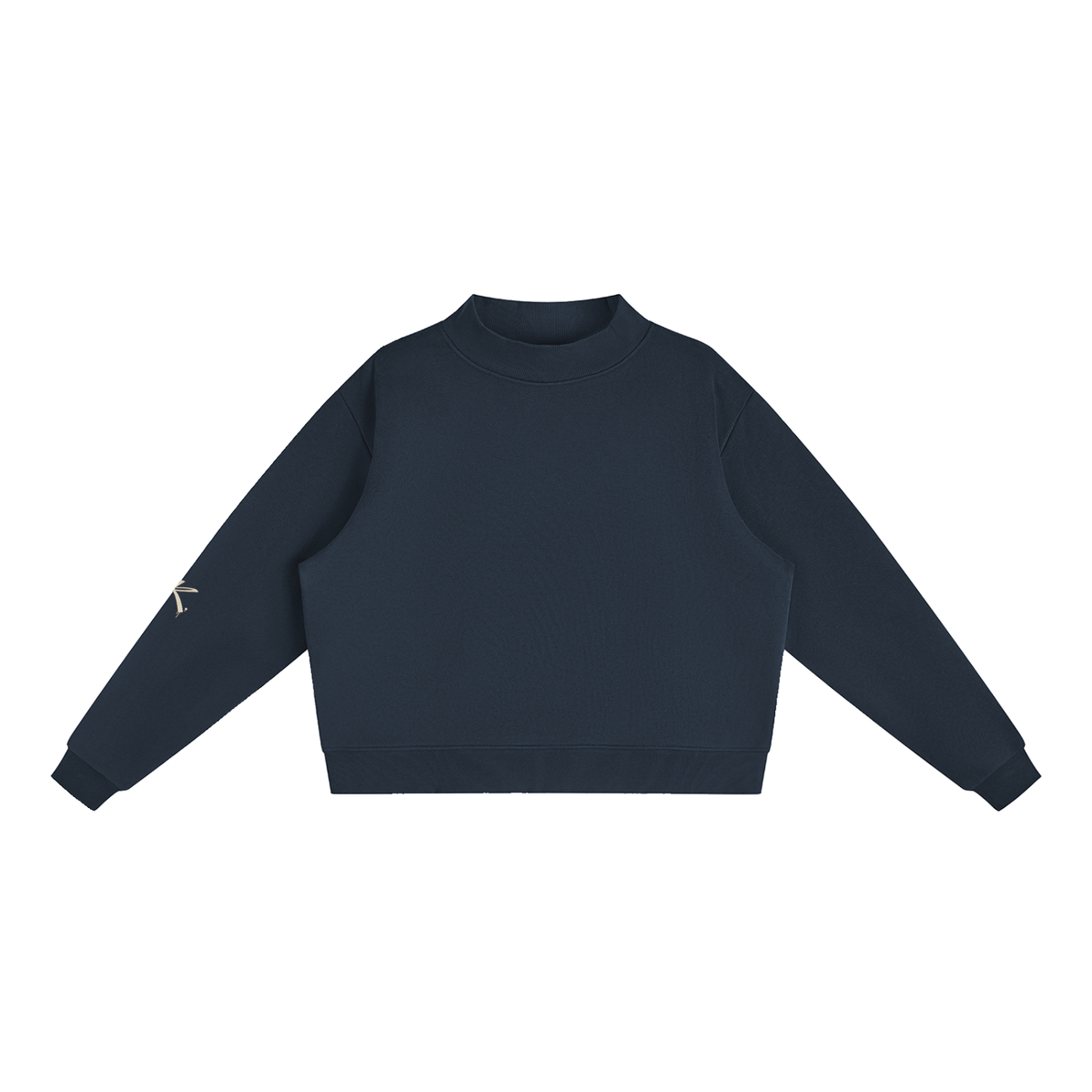 Urban Fashion & Streetwear | Craftklart oversized navy blue fleece mock-neck sweatshirt with drop shoulders.