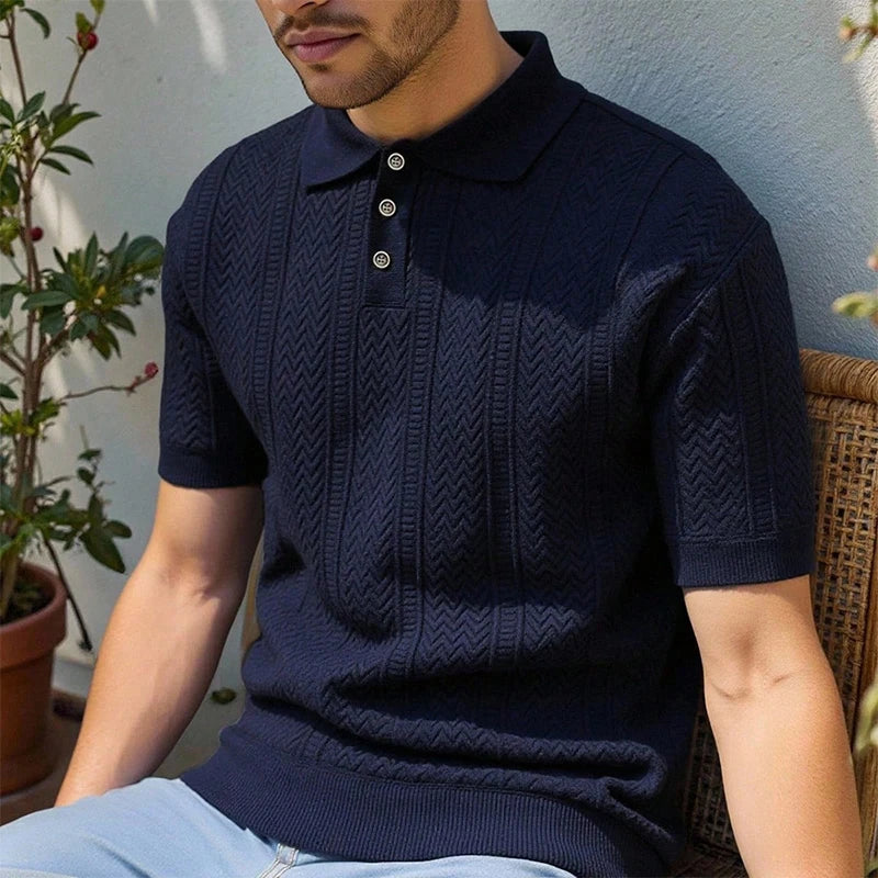 Men's Knit Polo Shirt – Breathable Short Sleeve Golf Shirt | 4 Sizes | Minimalist Streetwear | Craftklart