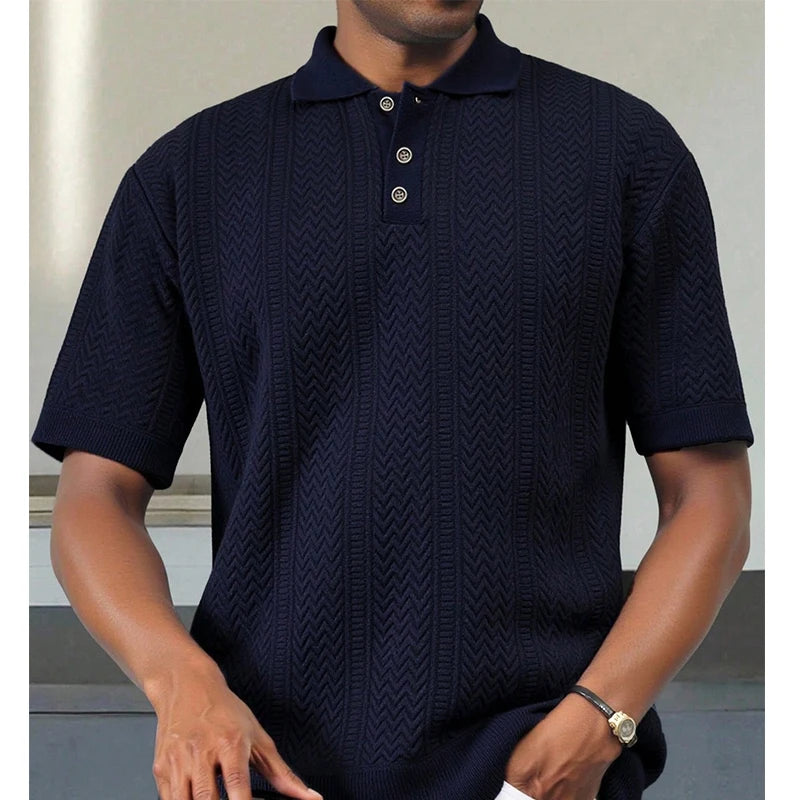 Men's Knit Polo Shirt – Breathable Short Sleeve Golf Shirt | 4 Sizes | Minimalist Streetwear | Craftklart