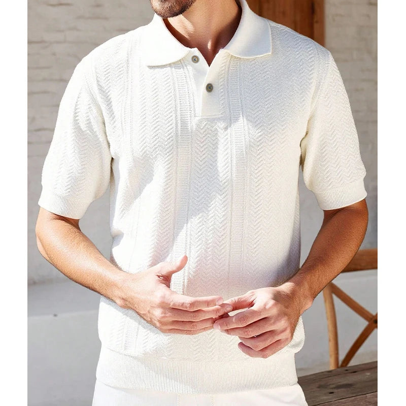 Men's Knit Polo Shirt – Breathable Short Sleeve Golf Shirt | 4 Sizes | Minimalist Streetwear | Craftklart