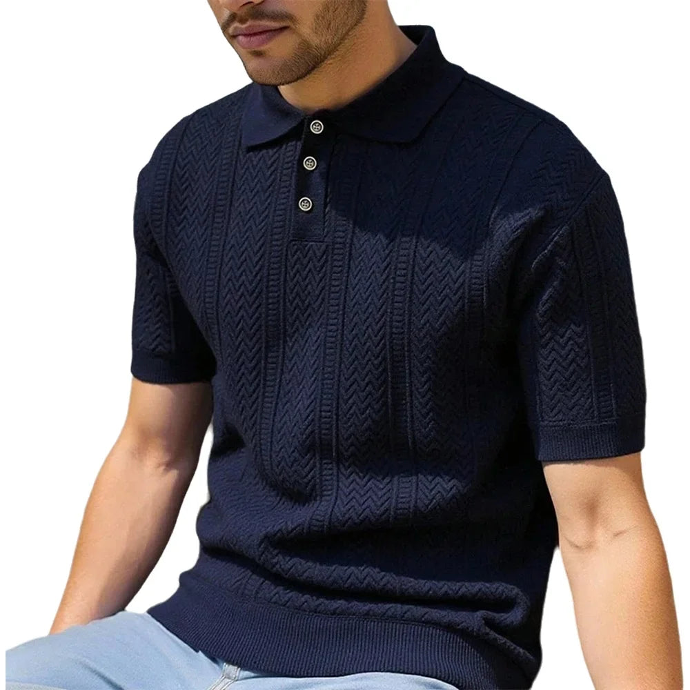 Men's Knit Polo Shirt – Breathable Short Sleeve Golf Shirt | 4 Sizes | Minimalist Streetwear | Craftklart