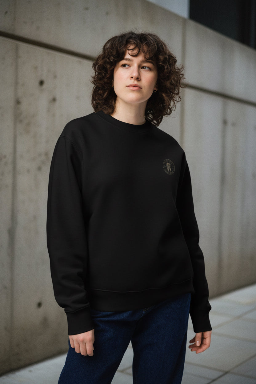 Unisex black printed eco sweatshirt from Urban Workwear by Urban Fashion & Streetwear, featuring urban-inspired design and comfortable fit.