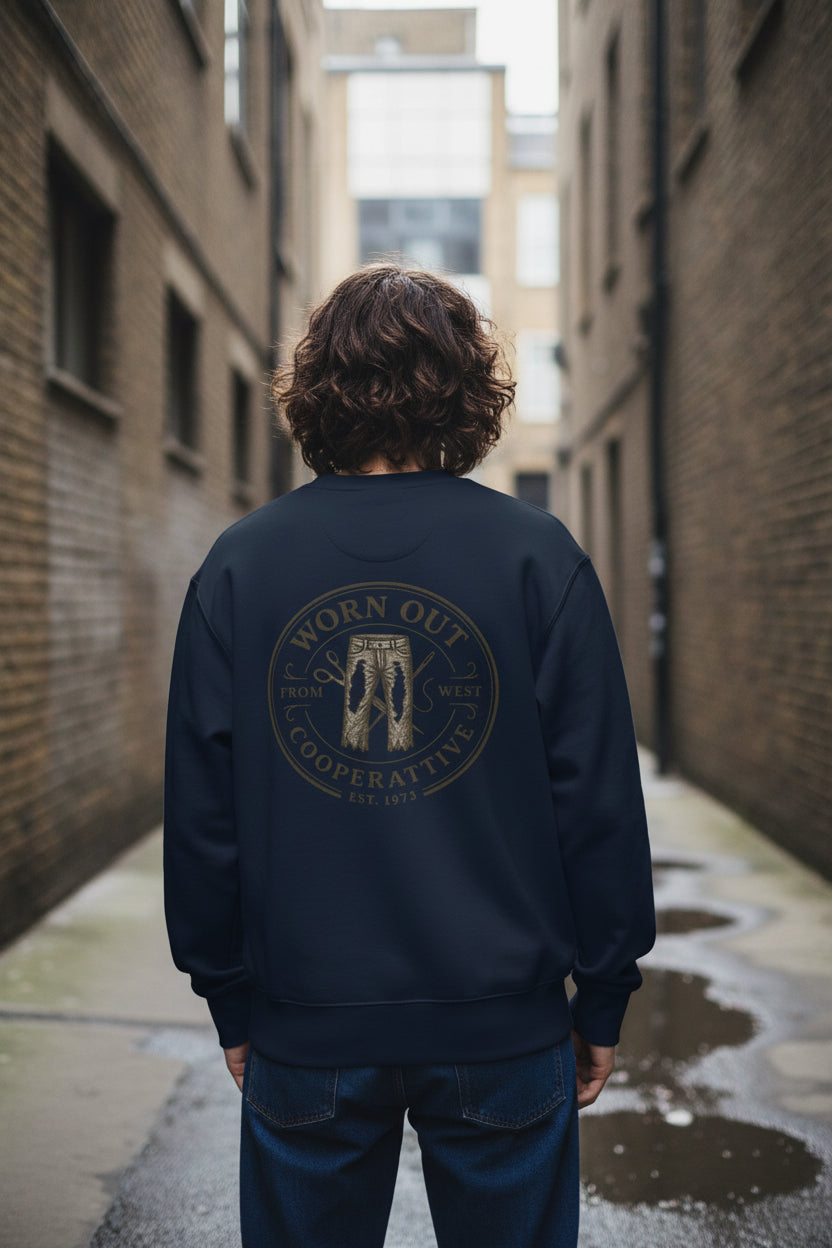 Unisex black Eco Sweatshirt by Urban Fashion & Streetwear, printed sweater with urban workwear style and comfortable fit.