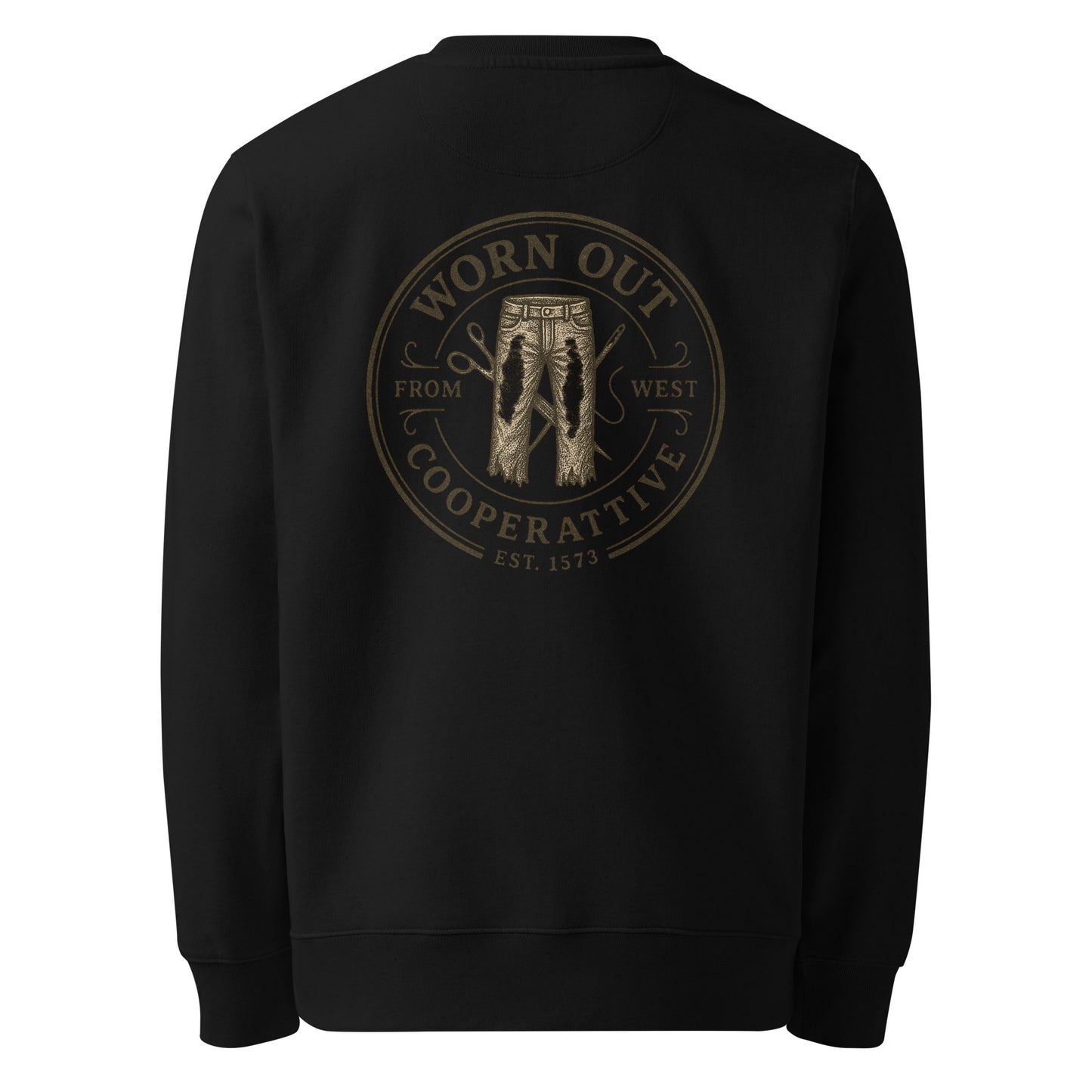 Black Urban Workwear Unisex Eco Sweatshirt with printed design, casual streetwear style by Urban Fashion & Streetwear.