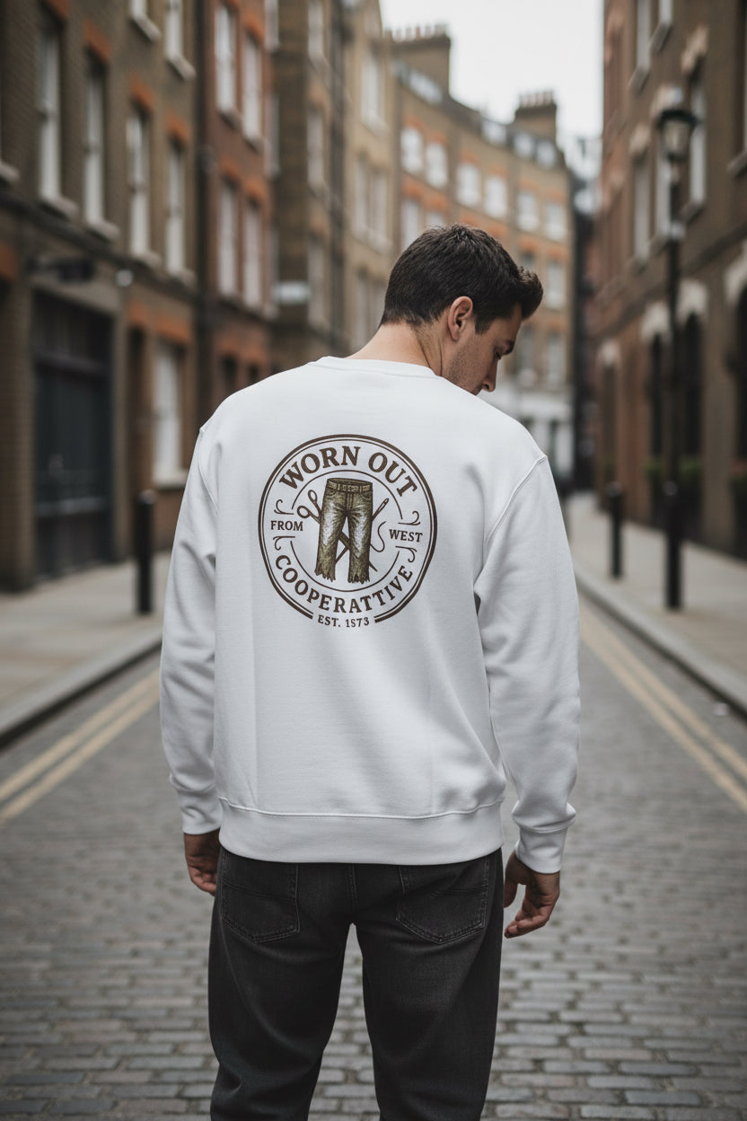 Unisex black printed eco sweatshirt from Urban Workwear by Urban Fashion & Streetwear, featuring a casual design and comfortable fit.