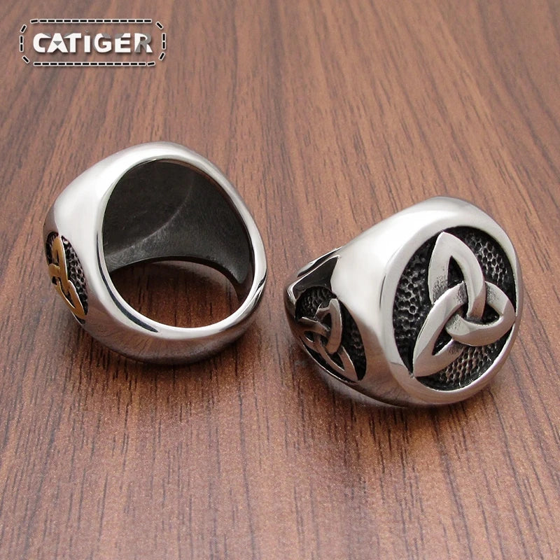 Gold-plated Norse tradition forged ring featuring Nordic symbols, crafted by Urban Fashion & Streetwear.