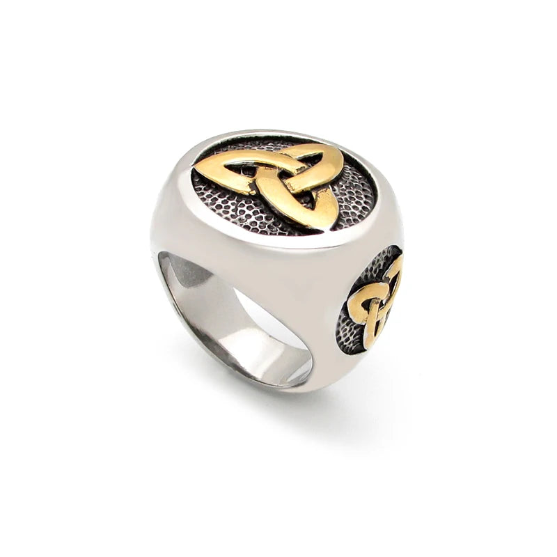 Gold-plated Norse tradition forged ring by Craftklart, featuring intricate Nordic design and urban streetwear style.