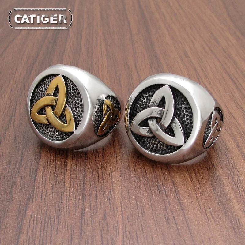 Gold-plated forged Norse tradition ring with intricate Nordic design, crafted by Urban Fashion & Streetwear.