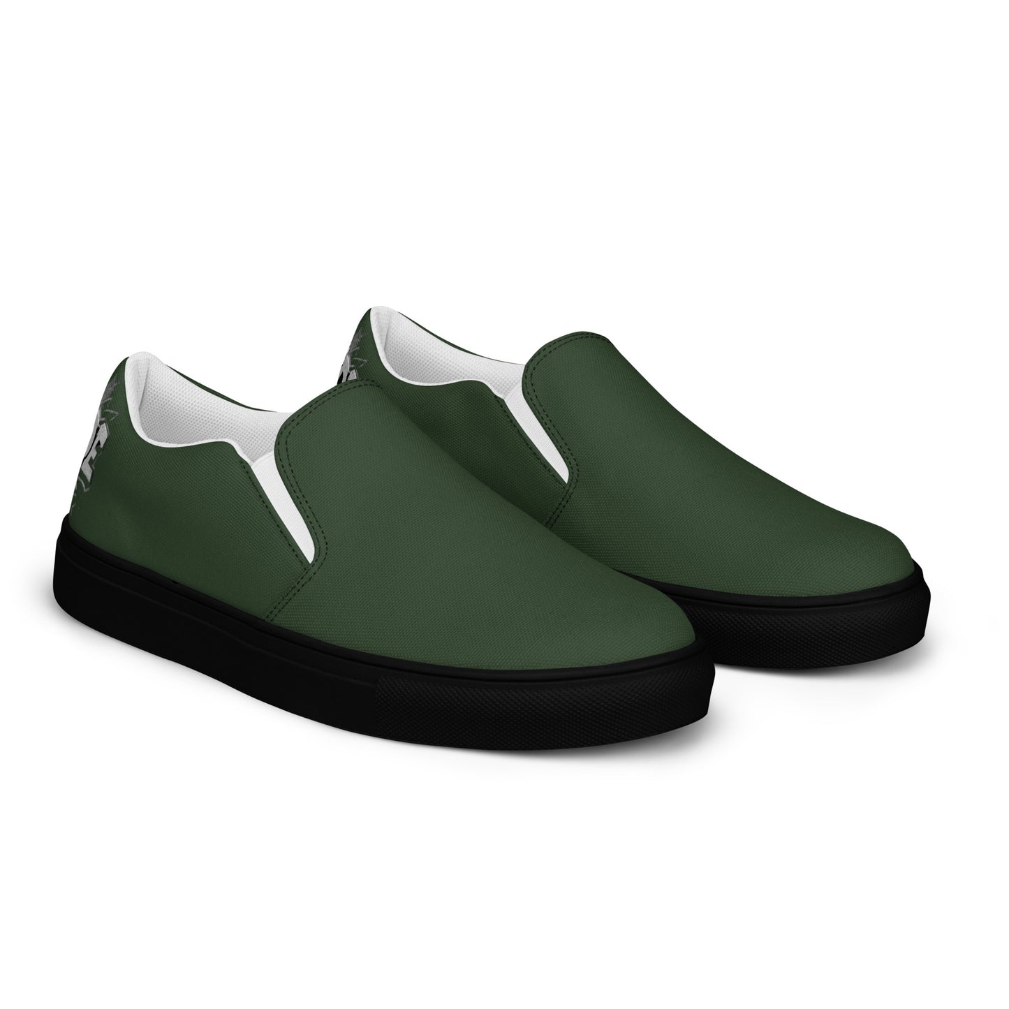 Men’s Urban Moss slip-on canvas shoes with white rubber soles and casual streetwear style, designed for urban fashion.