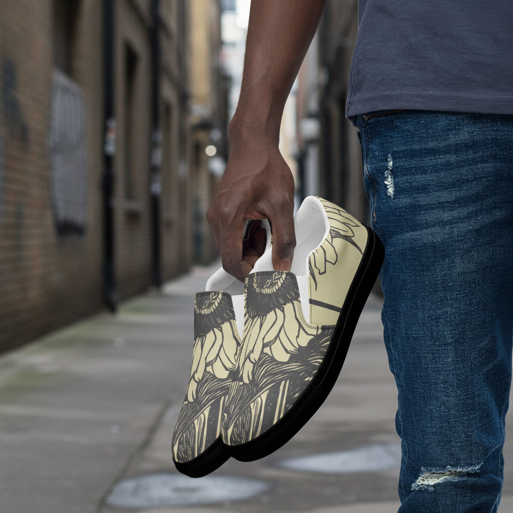 Men’s slip-on canvas shoes in urban style by Craftklart, featuring a sleek design and casual streetwear look.