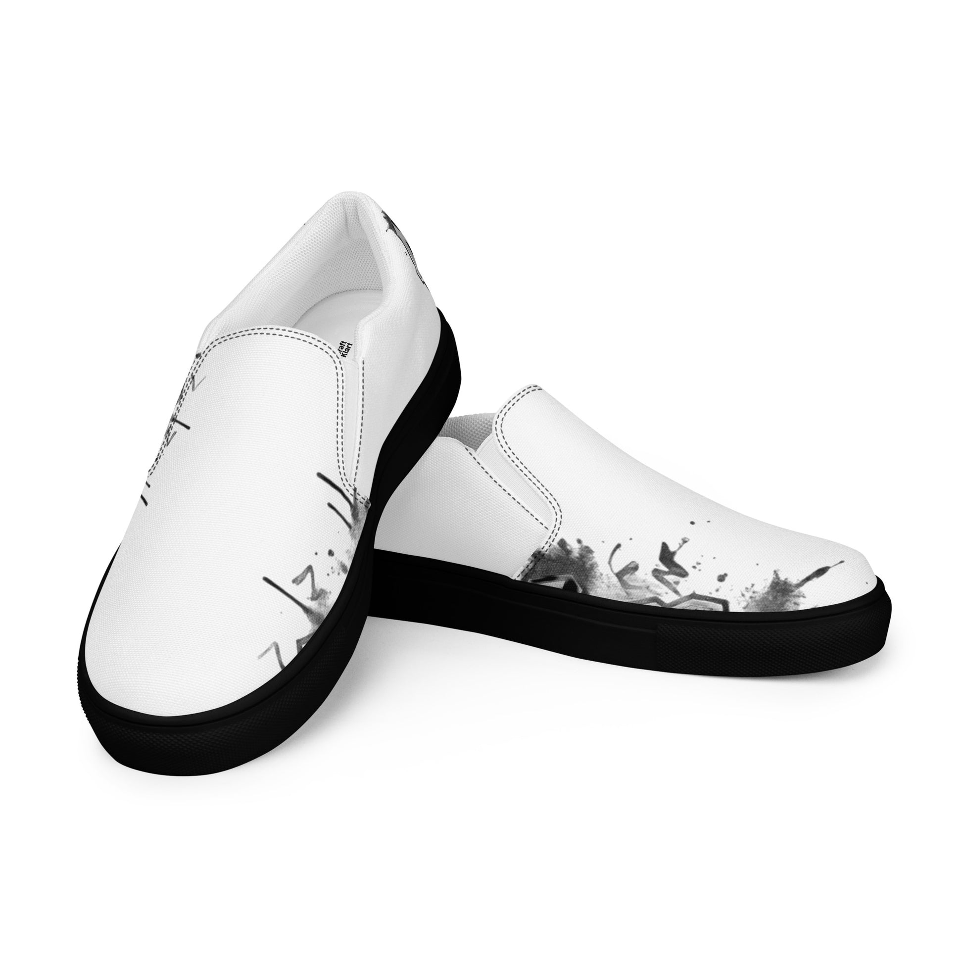 Men’s white slip-on canvas shoes from Urban Fashion & Streetwear by Craftklart, featuring a sleek, casual design and comfortable fit.
