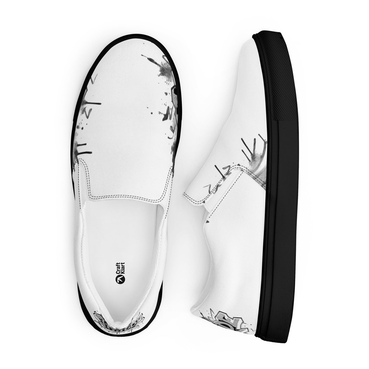 Men’s white slip-on canvas shoes from Urban Fashion & Streetwear by Craftklart, featuring a sleek, casual design for everyday wear.