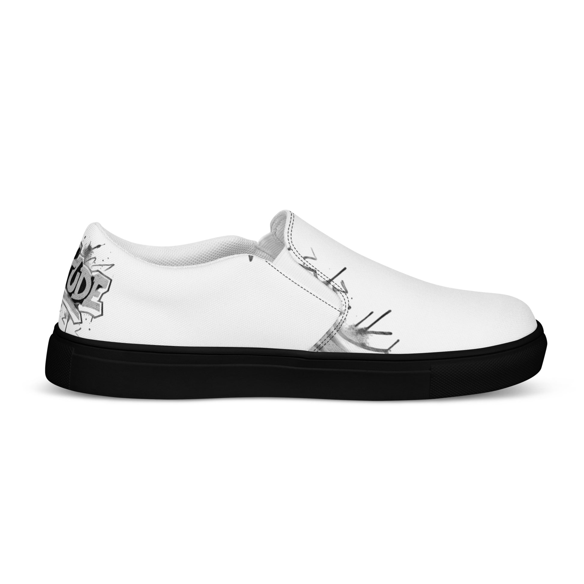 Men's white slip-on canvas shoes by Urban Fashion & Streetwear, featuring a casual slip-on design and breathable fabric.