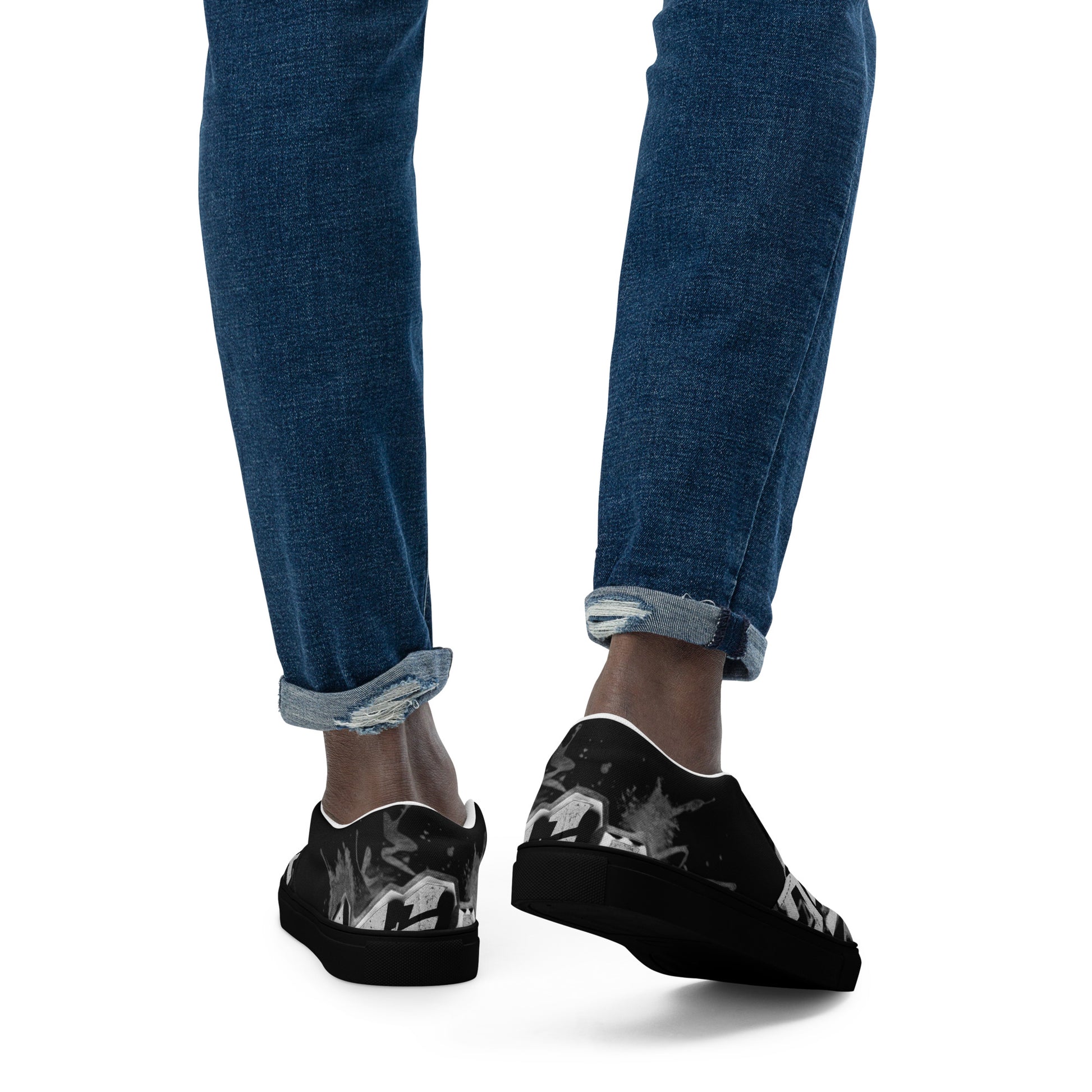 Black Attitude Urban Men’s slip-on canvas shoes with a sleek design and casual style, perfect for streetwear fashion.