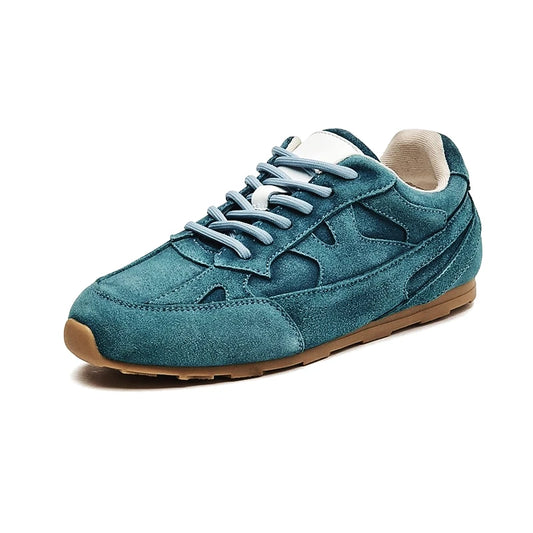 Women's Retro Genuine Leather Flat Casual Sneakers | Minimalist Streetwear | Craftklart