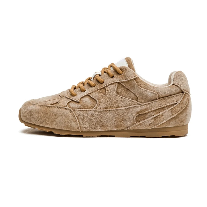 Women's Retro Genuine Leather Flat Casual Sneakers | Minimalist Streetwear | Craftklart