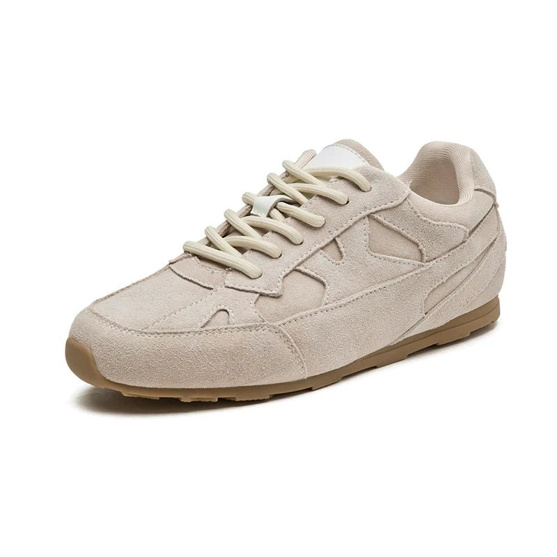 Women's Retro Genuine Leather Flat Casual Sneakers | Minimalist Streetwear | Craftklart