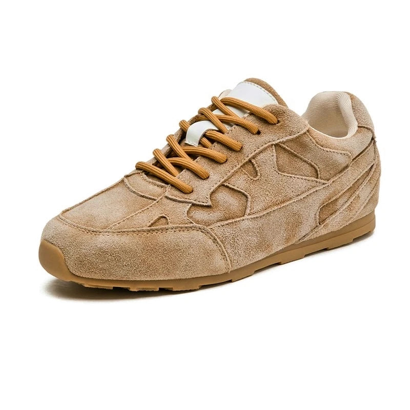Women's Retro Genuine Leather Flat Casual Sneakers | Minimalist Streetwear | Craftklart