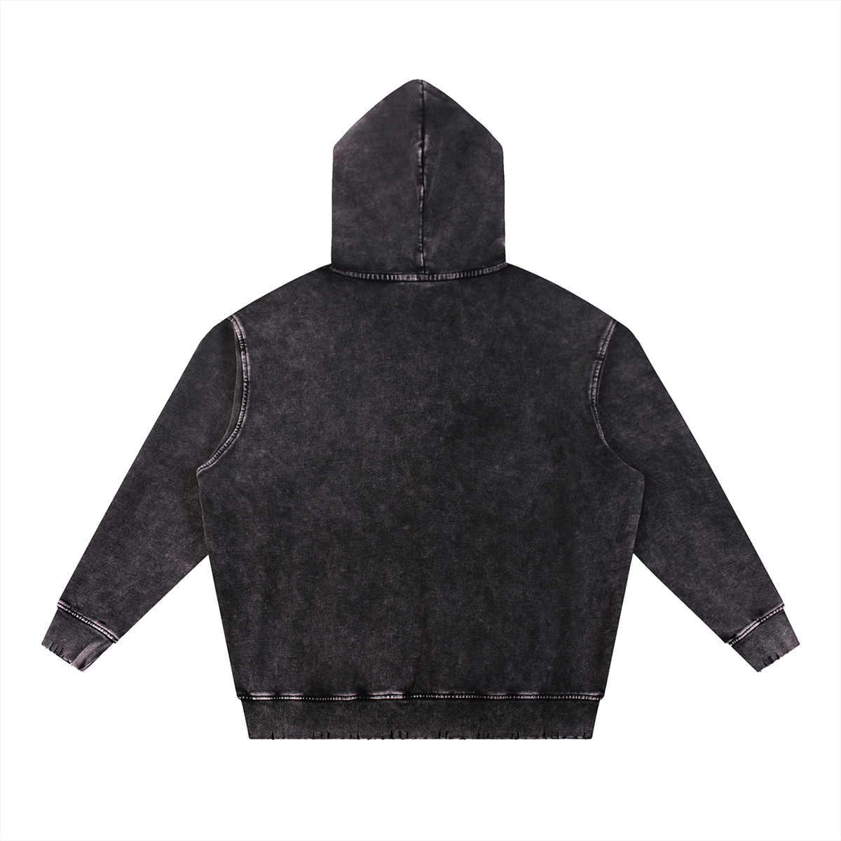 Urban Fashion & Streetwear | Craftklart heavyweight cotton hoodie in black with a distressed snow wash and frayed hem.