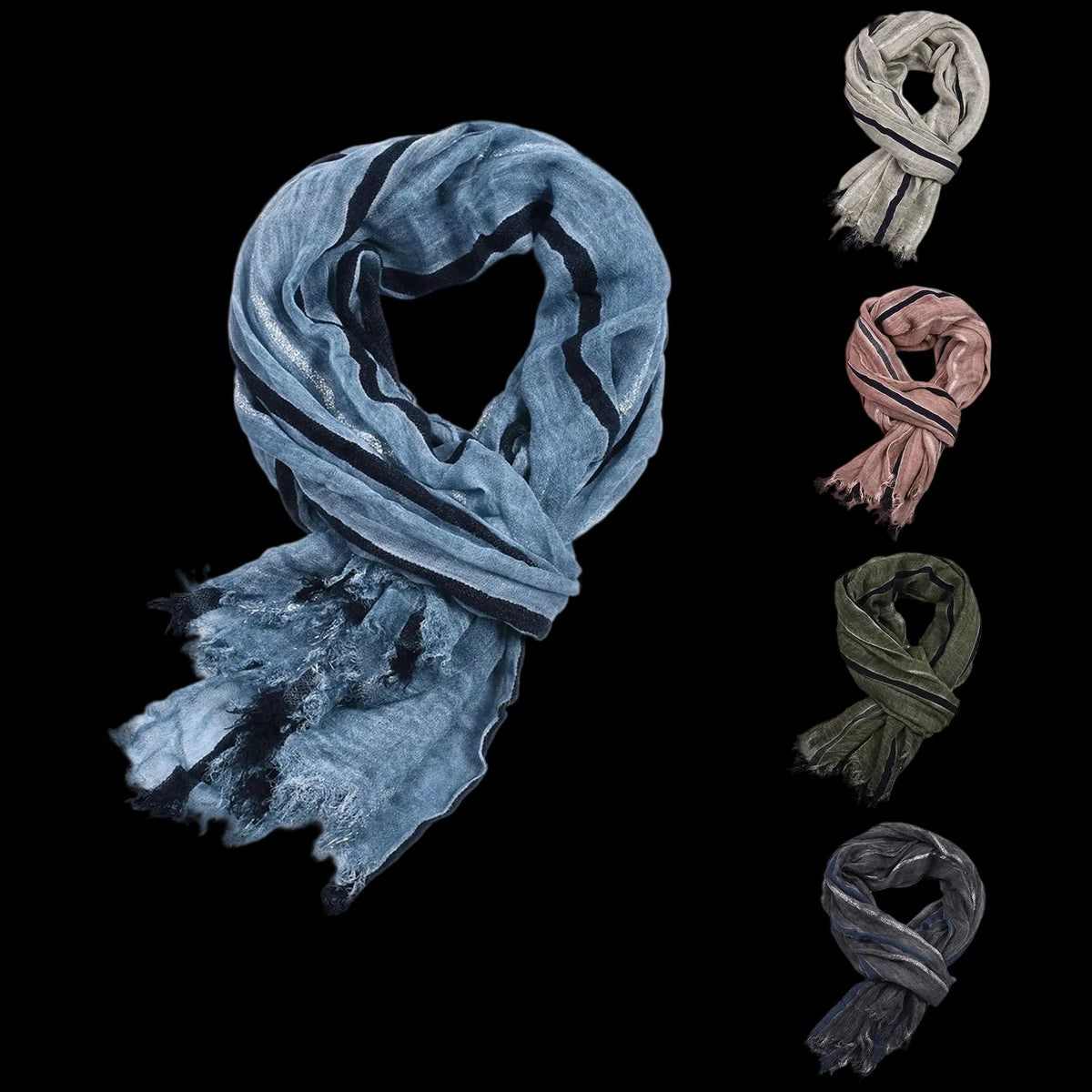 Urban Fashion & Streetwear | Craftklart men's striped polyester scarves with frayed tassel edges in five colors