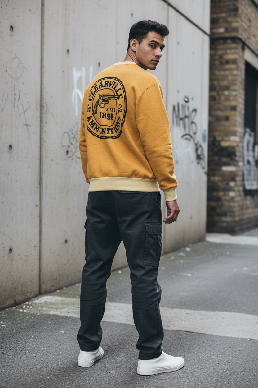 Relaxed fit knitted crew neck sweater by Urban Fashion & Streetwear Craftklart, shown in 2XS size with soft, textured knit fabric.