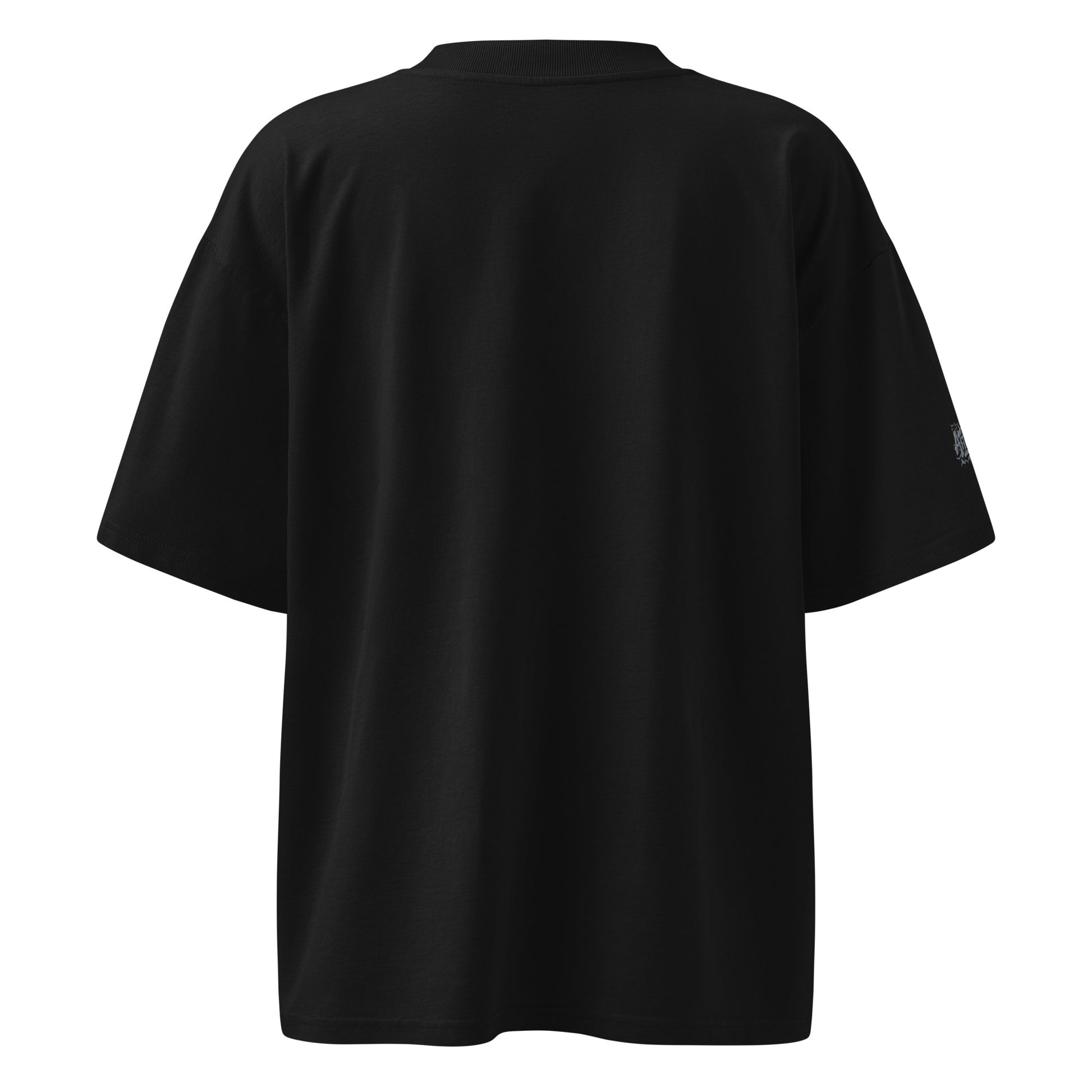 Black unisex organic oversized high neck T-shirt by Urban Fashion & Streetwear Craftklart, featuring a relaxed fit and high neckline.
