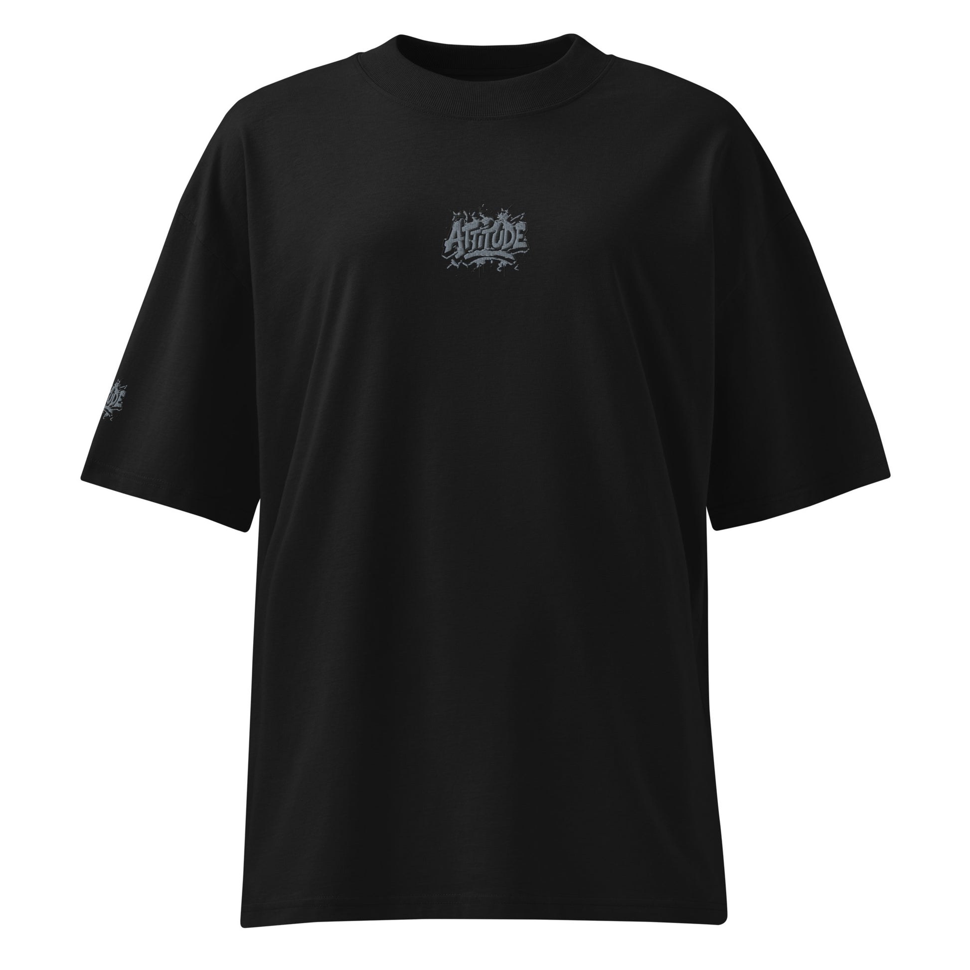 Black unisex organic oversized high neck T-shirt from Urban Fashion & Streetwear by Craftklart, featuring a casual streetwear style.