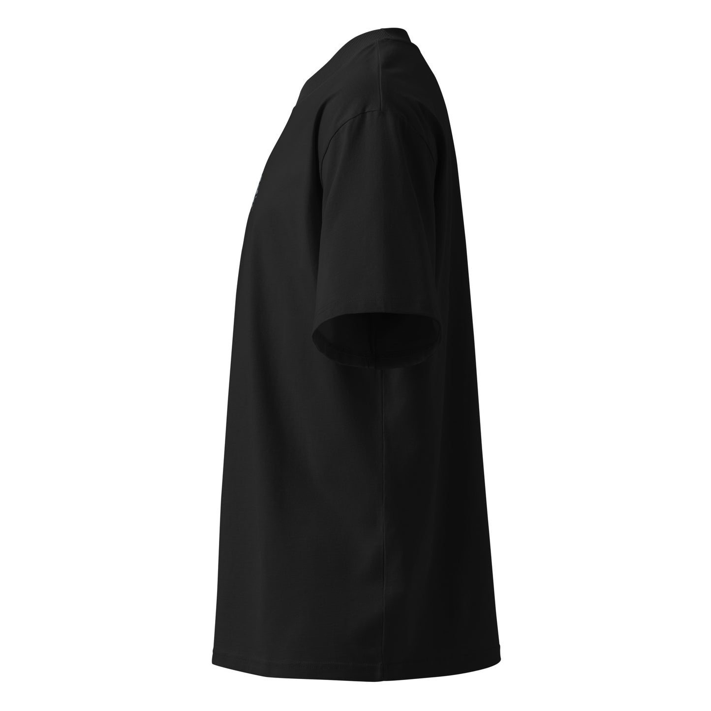 Black unisex organic oversized high neck T-shirt by Urban Fashion & Streetwear, featuring a relaxed fit and high neckline.