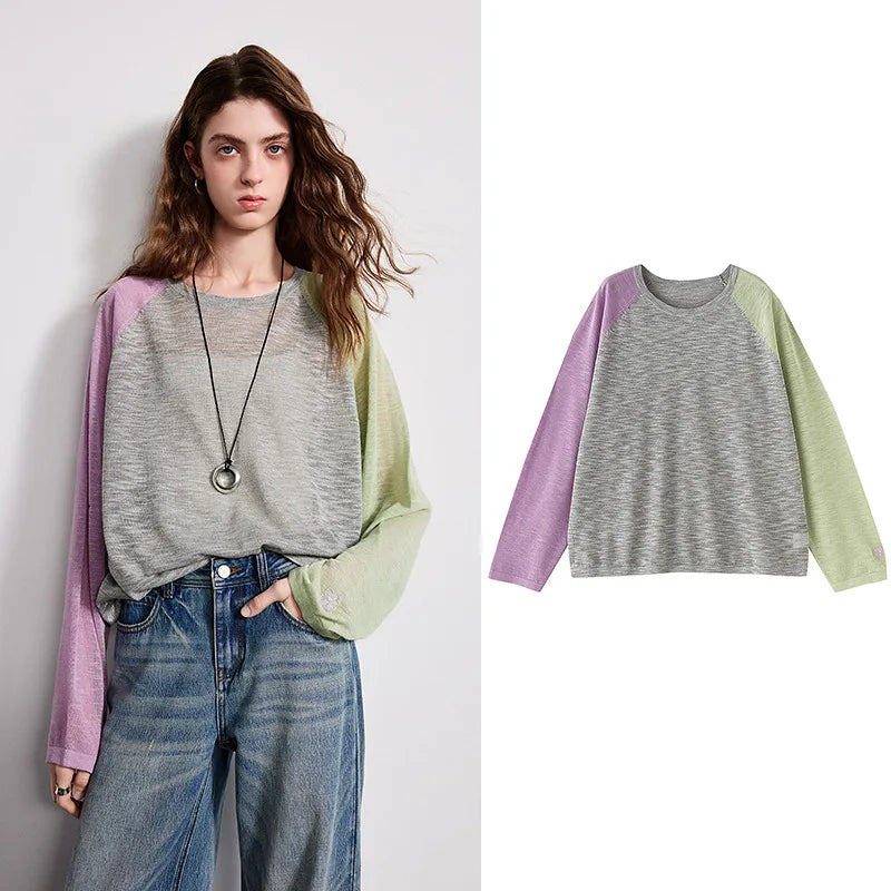 Gray crew neck asymmetric short sleeve blouse by Urban Fashion & Streetwear Craftklart, stylish top with modern design.