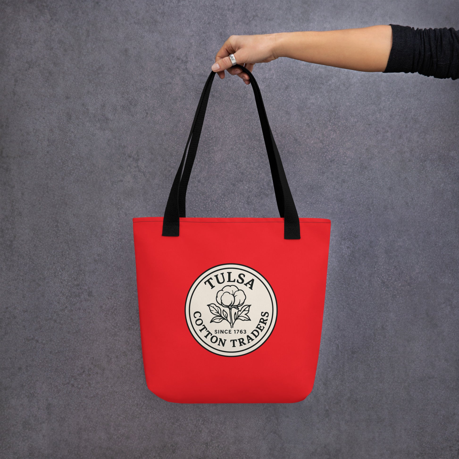 Red Urban Tote Bag from Urban Fashion & Streetwear by Craftklart, showing spacious design and sturdy handles.