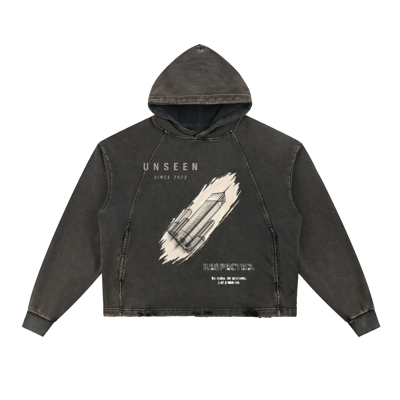 Urban Fashion & Streetwear | Craftklart vintage washed black heavyweight hoodie with frayed hem and graphic print.