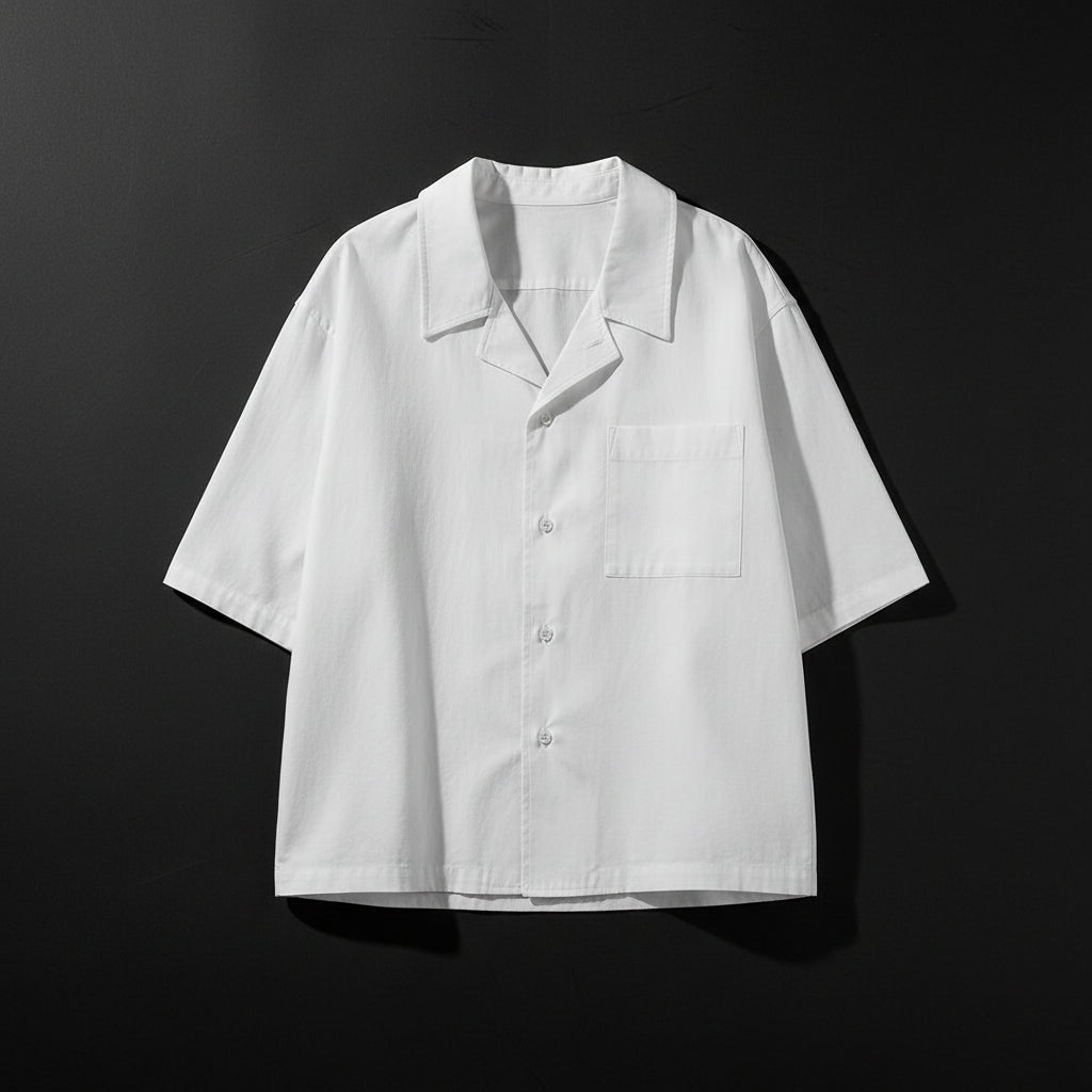 Urban Fashion & Streetwear | Craftklart white cotton Cuban collar t-shirt with a clean fit and chest pocket.