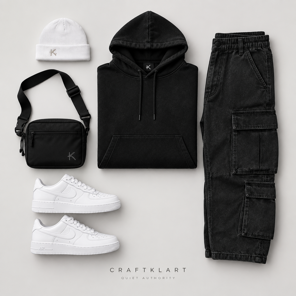Craftklart Signature Ribbed Knit Beanie in white, stylish urban streetwear accessory with a cozy, ribbed knit design.