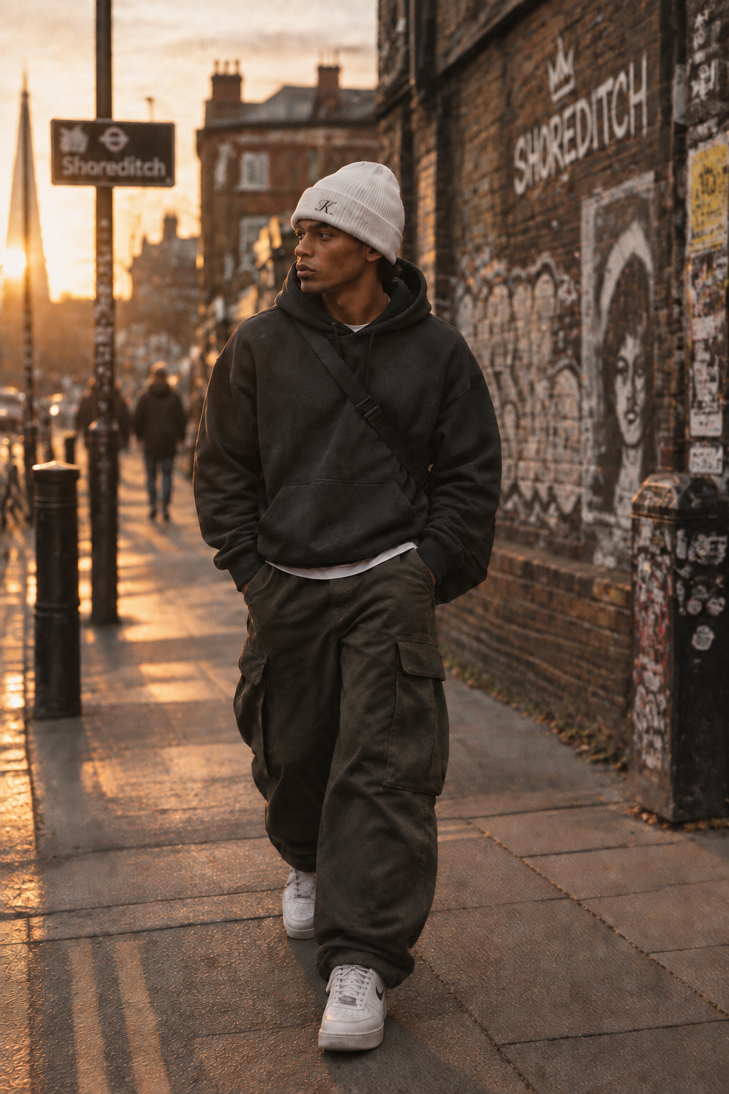 White Craftklart Signature Ribbed Knit Beanie with a snug fit, ideal for urban streetwear and casual fashion.